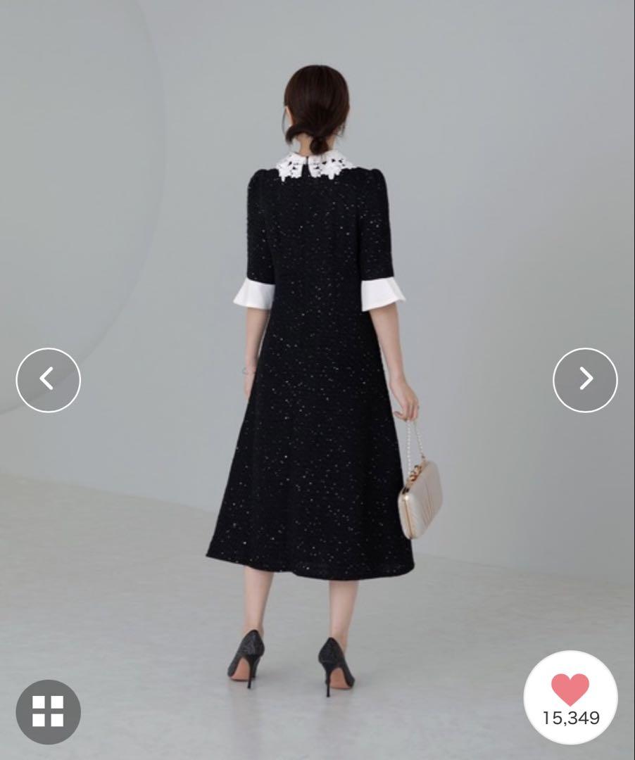 【美品】Leja 花柄レースカラースパンコール刺繍Aラインフレアドレスワンピース