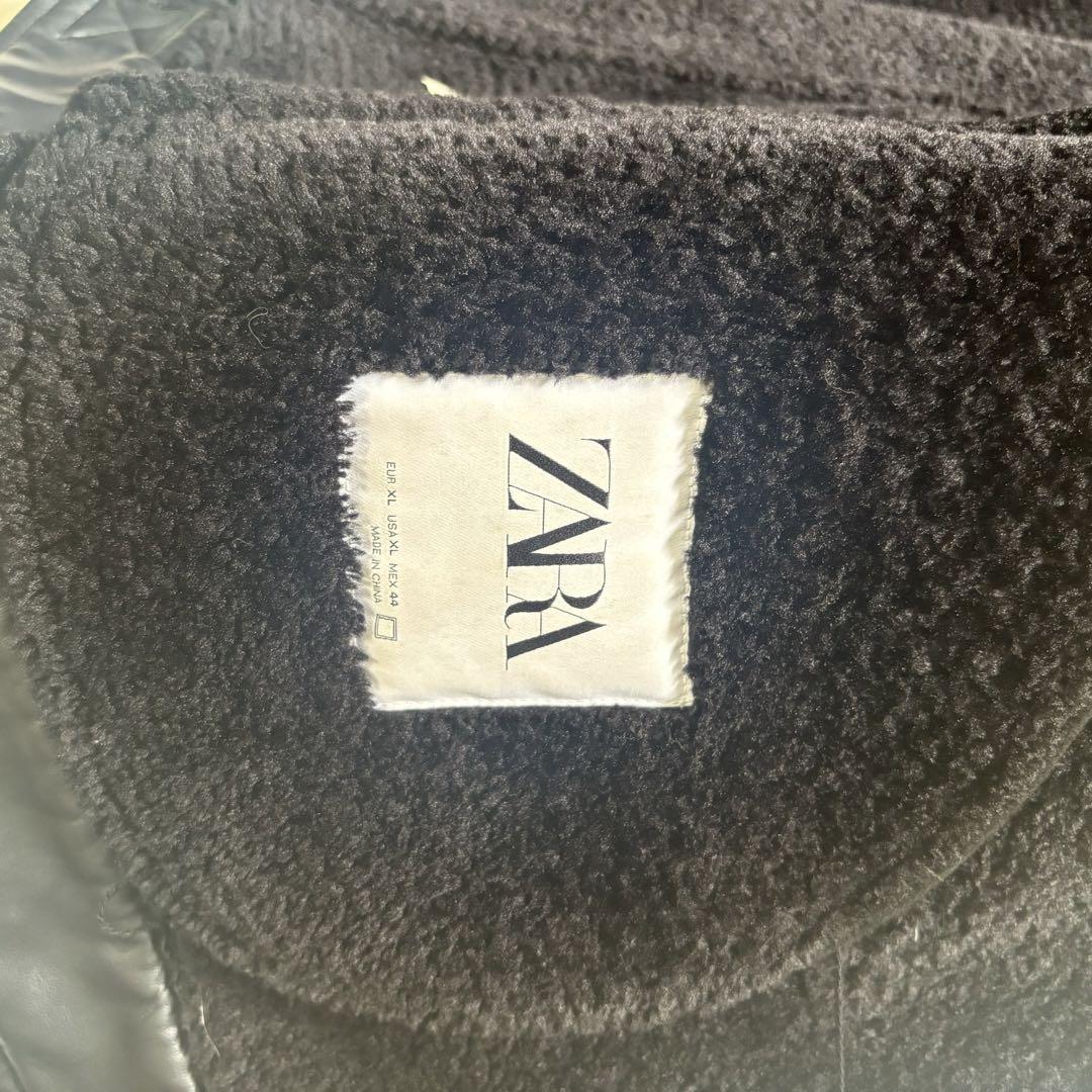人気✨ ZARA ザラ ムートンジャケット レザー XL ボア 黒 2way