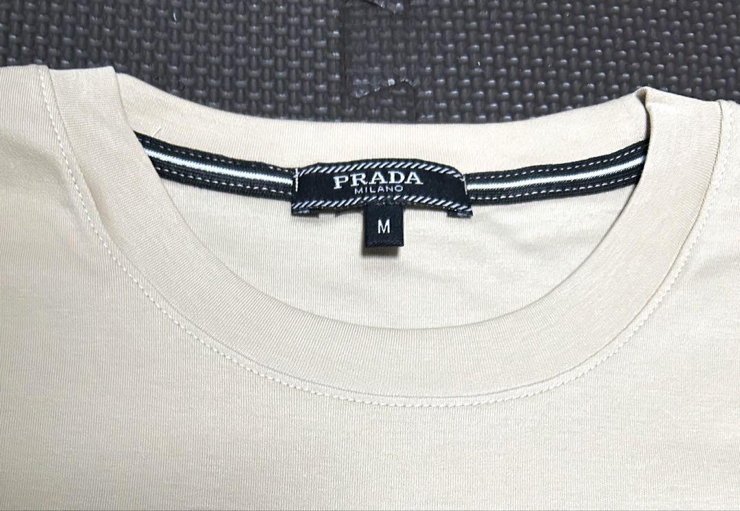 PRADA MILANO ベージュ長袖カットソー 高級PRADA MILANO プラダ Tシャツ ベージュ Mサイズ 値引きOK