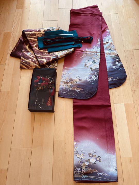 美品 振袖 帯 帯飾り 草履 バッグ セット 正絹 成人式 小柄 きものやまと