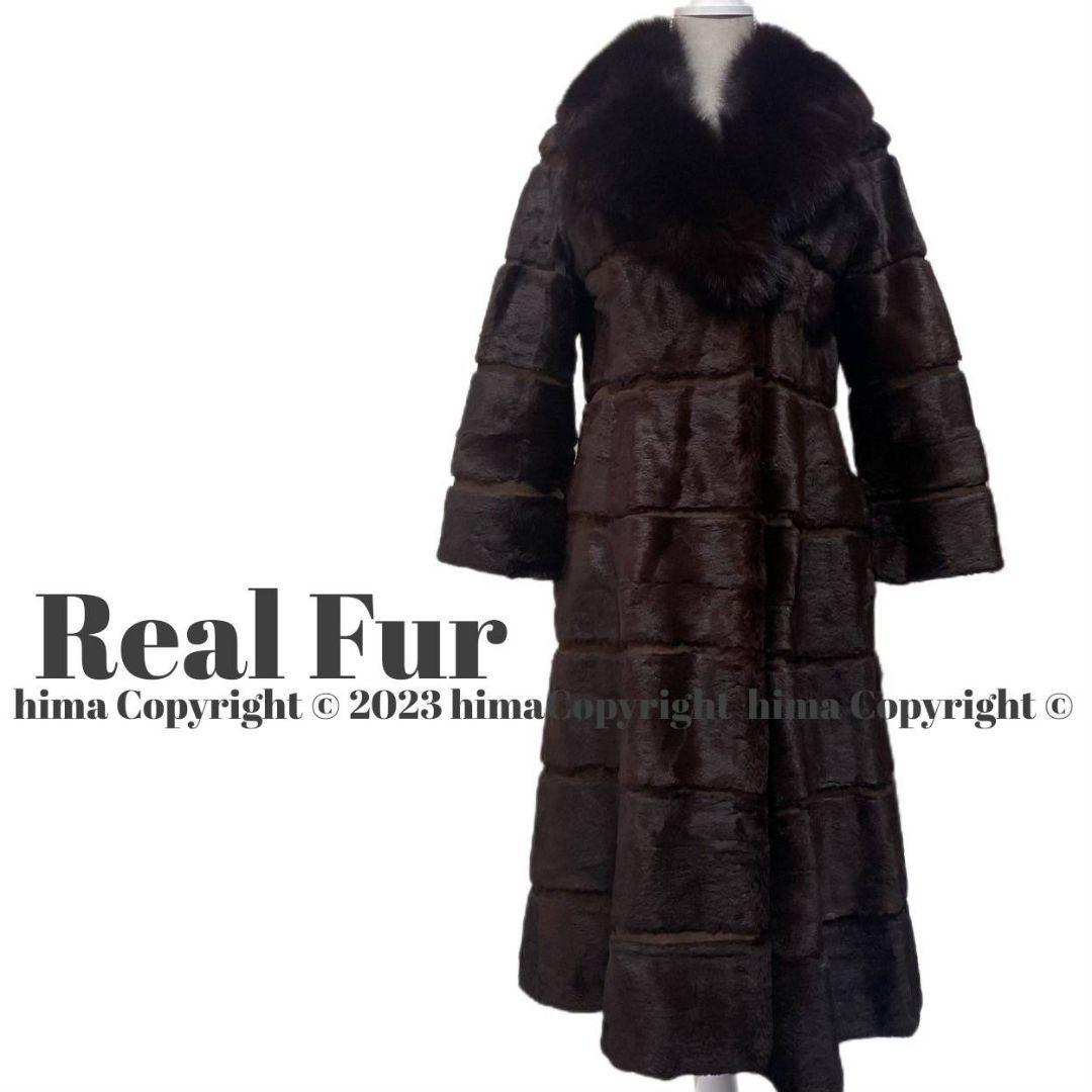 希少】オンワード Deluxe Fur リアルファー 毛皮 ロングコート 希少】オンワード Deluxe Fur リアルファー 毛皮 ロングコート