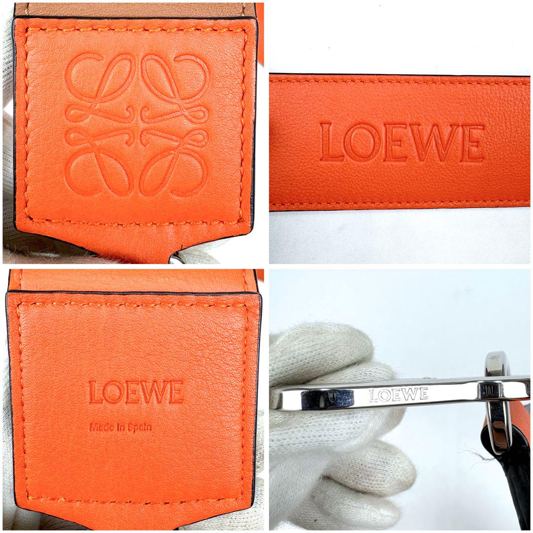 ロエベ LOEWE ショルダーストラップ　ロゴ　ブラウン　オレンジ　レザー