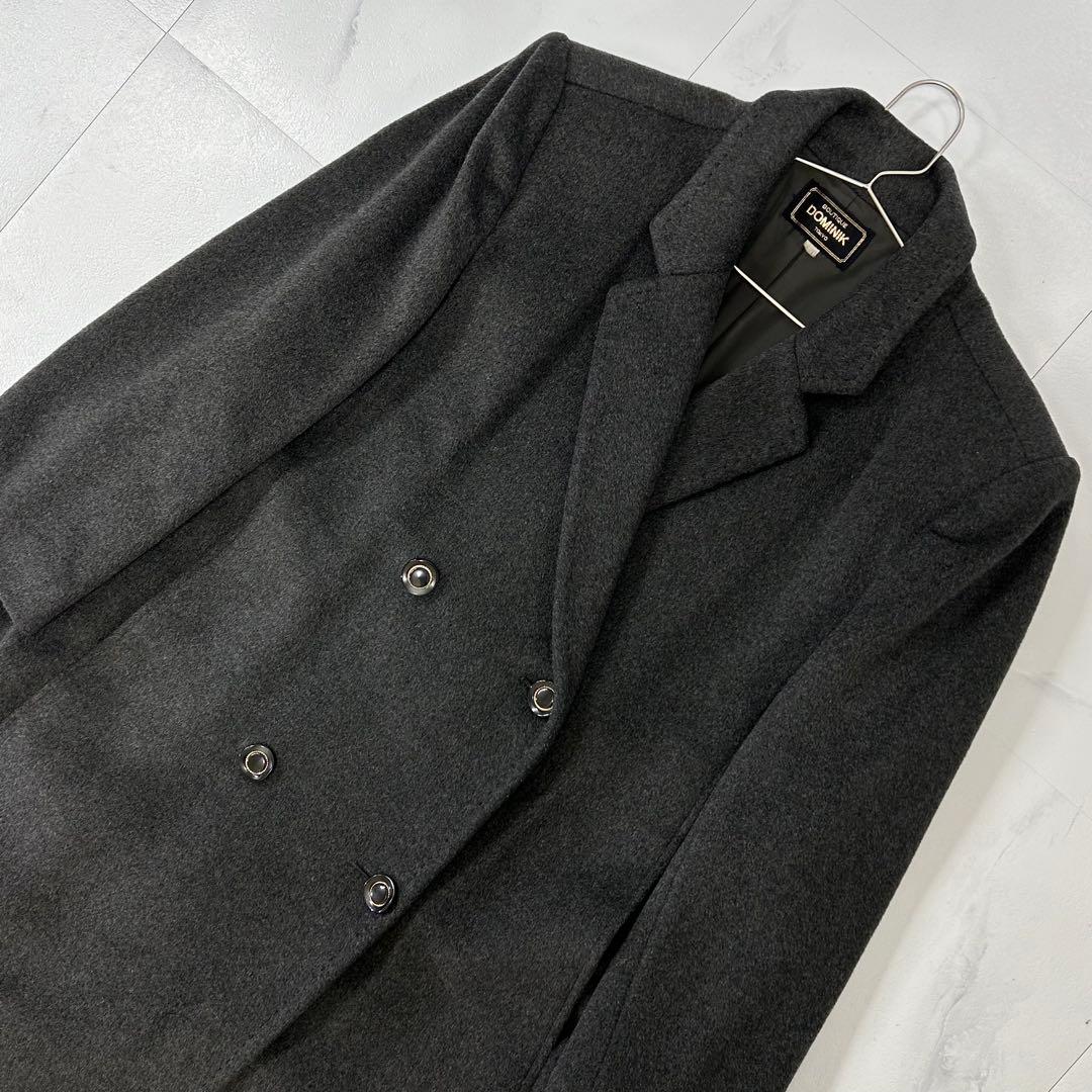 美品 Lサイズ カシミヤ チェスターコート 着丈104cm レディース グレー 美品 Lサイズ カシミヤ チェスターコート 着丈104cm レディース グレー