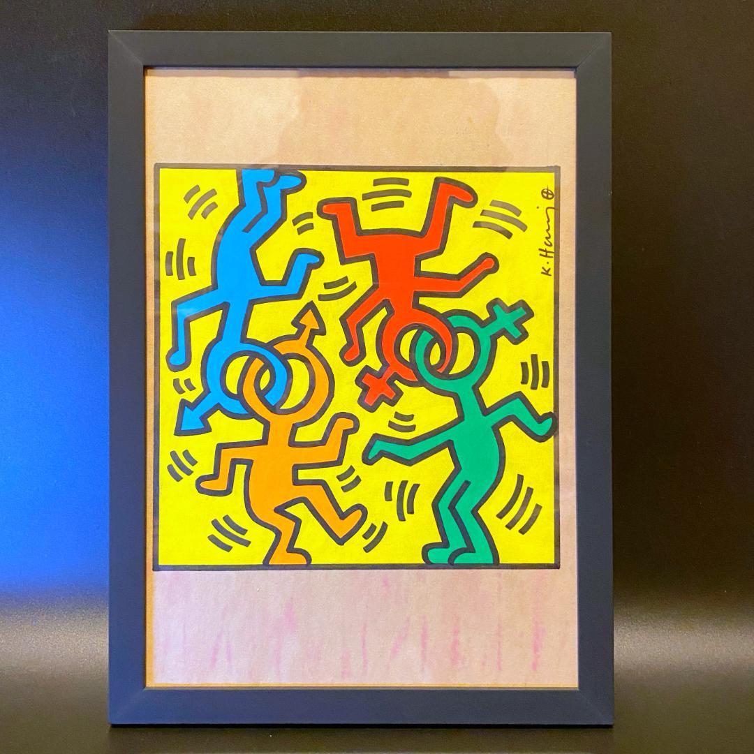 【模写】希少な一点!! キース・ヘリング ドローイング 手描き サイン スタンプ