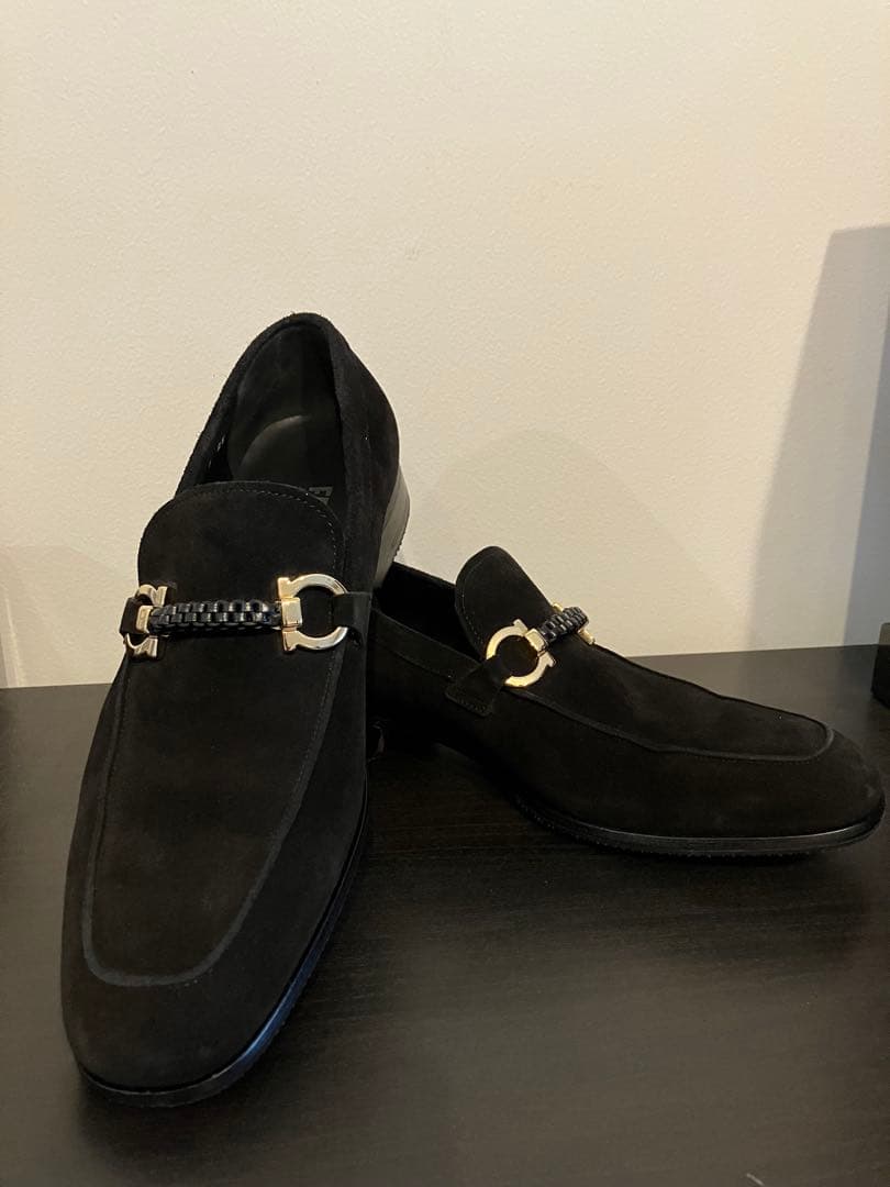 Salvatore Ferragamo ガンチーニ スエード ローファー 7 黒