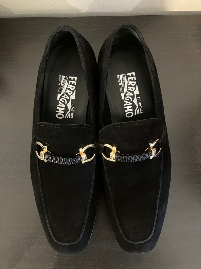 Salvatore Ferragamo ガンチーニ スエード ローファー 7 黒