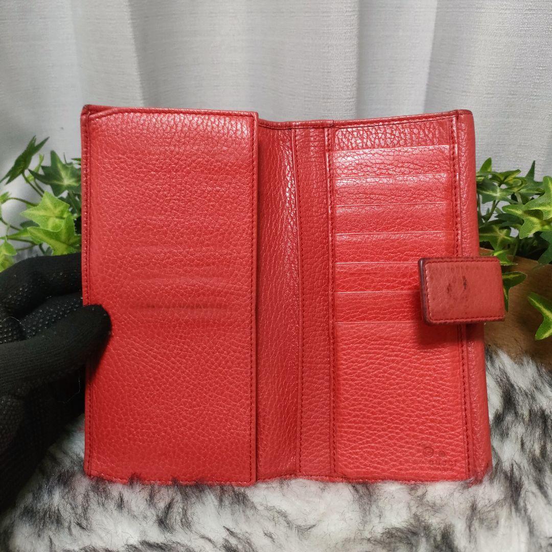グッチ 長財布 インターロッキング レザー レッド GUCCI 財布 GG 赤革