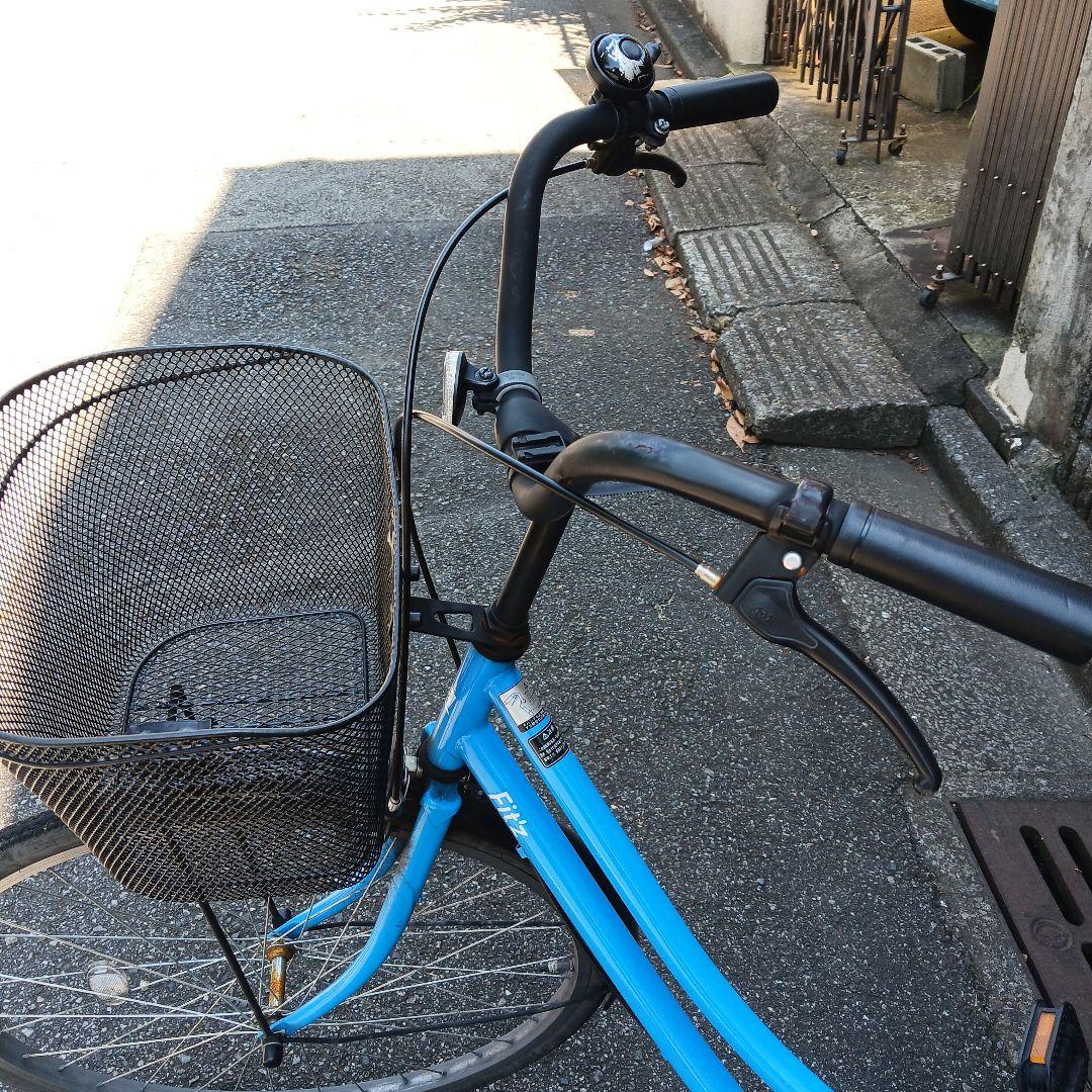 訳あり引き取り限定 ☆シティサイクル 青 バスケット付き
