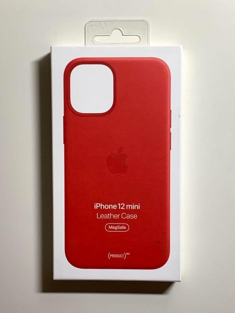 【新品】純正 iPhone 12 mini レザーケース・レッド①