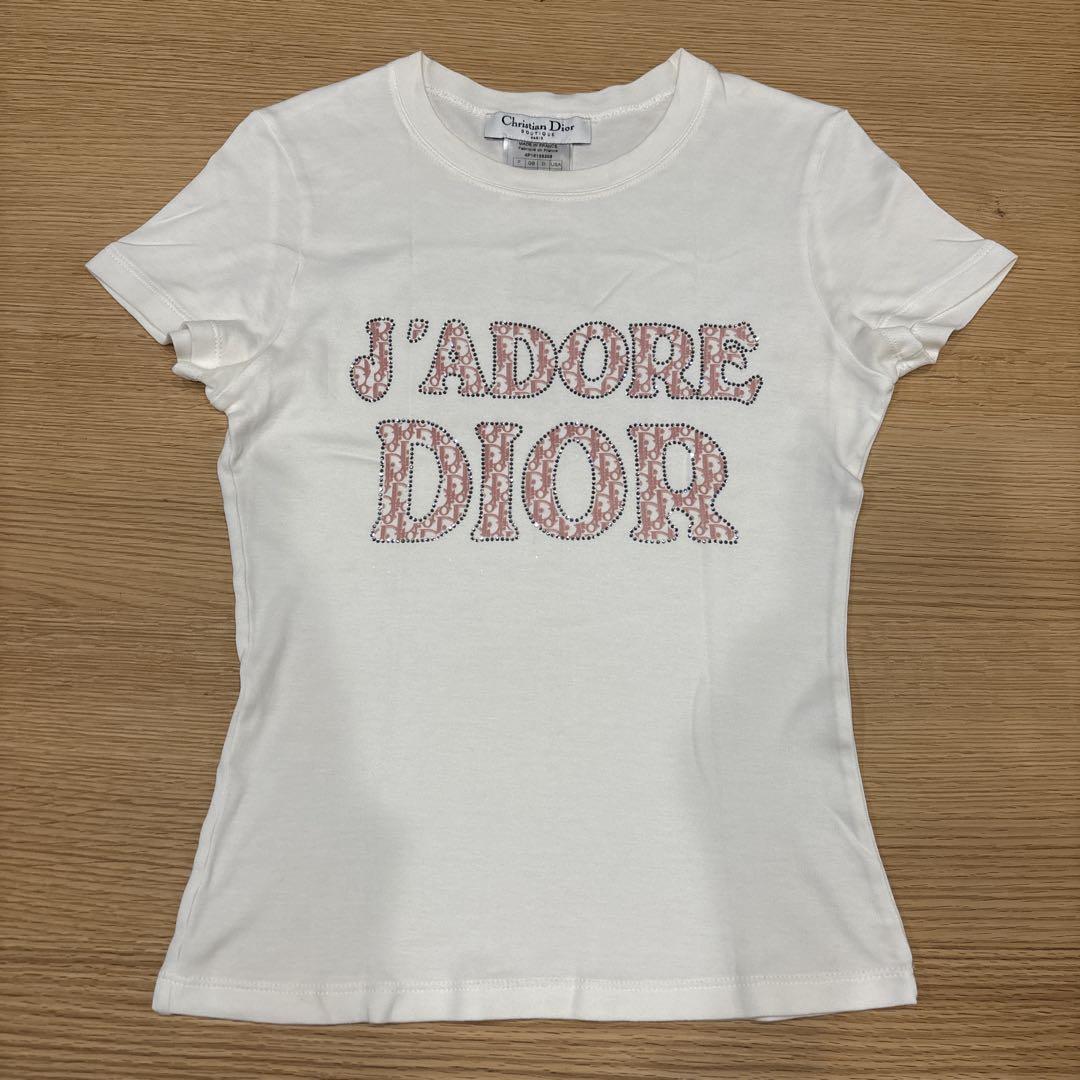Dior】ディオール 半袖Tシャツ ロゴ ストーン付き J'ADORE
