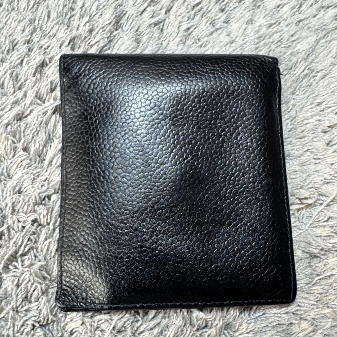 クリスチャンディオール 二つ折り財布 がま口 ブラック レザー