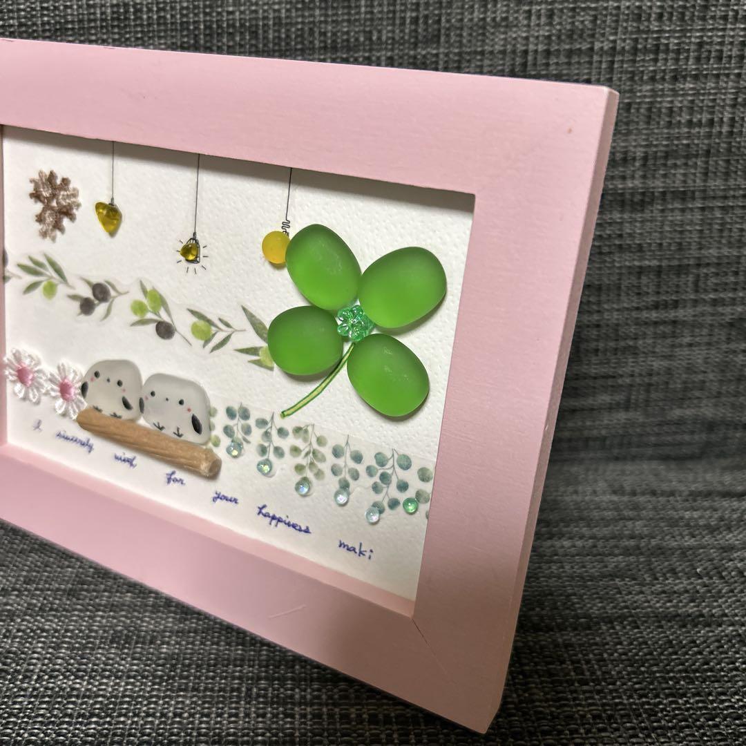 感謝SALE品 シマエナガちゃん姉妹シーグラスアート ハンドメイド