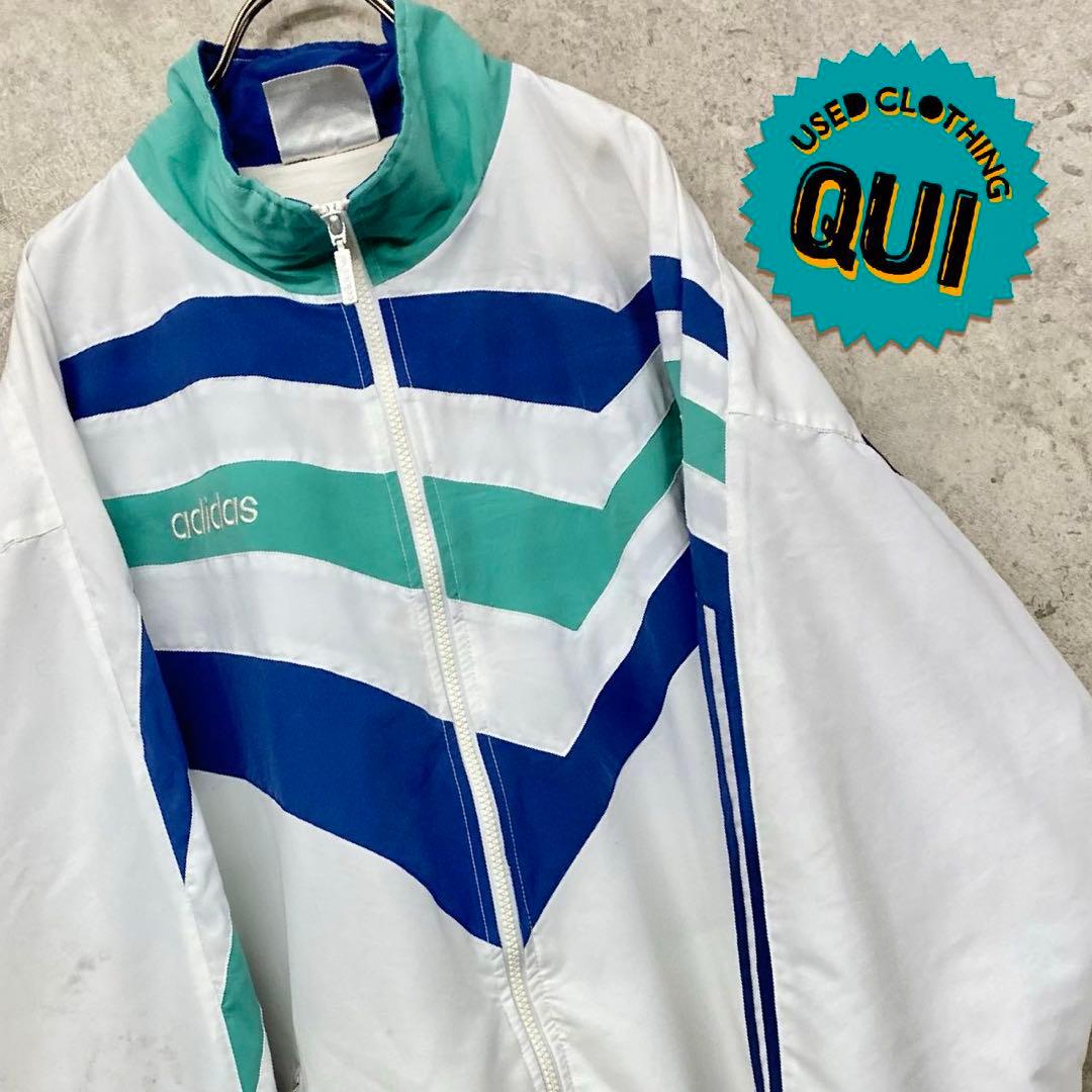 レア90s【古着】アディダス 刺繍ナイロンジャケット メンズXL