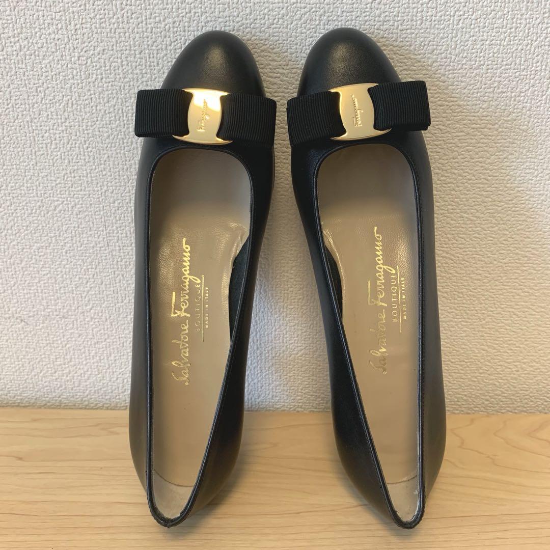 【Salvatore Ferragamo】ヴァラリボン パンプス 6h ブラック