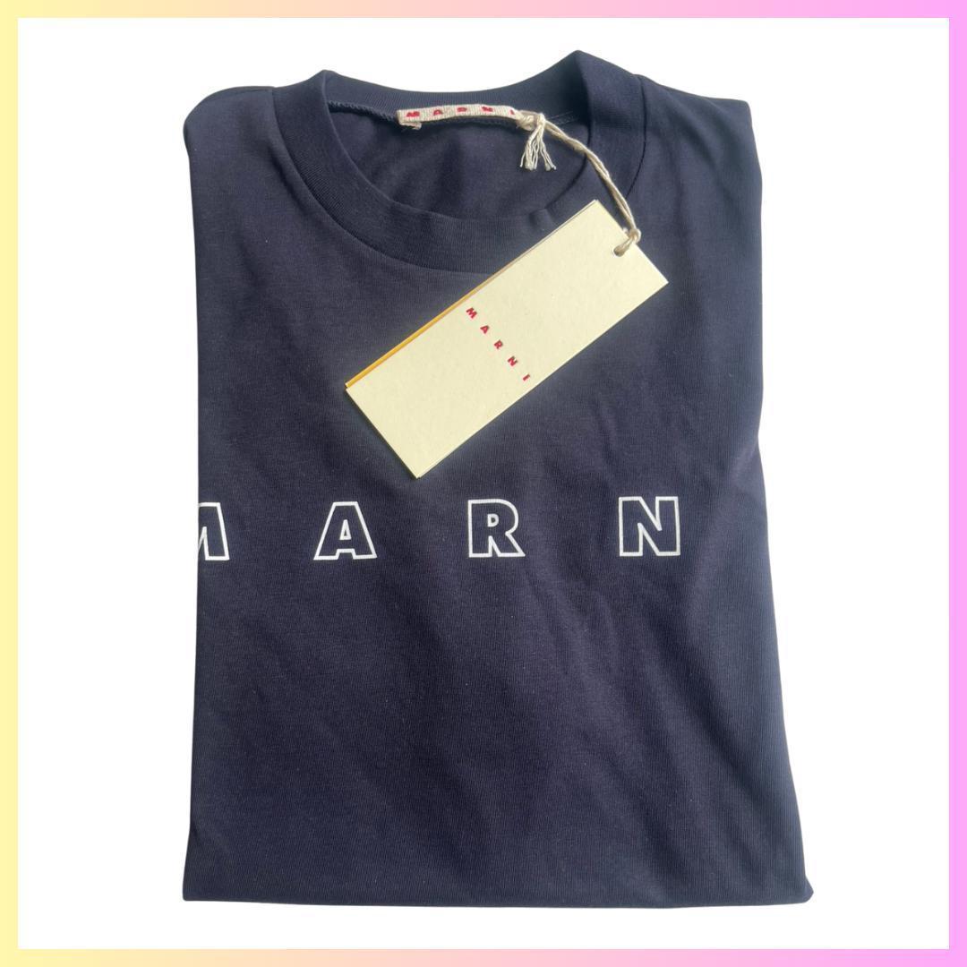 MARNI Tシャツ 14y NAVY ダークネイビー 大人も着用可能⭐︎ 新品未使用 MARNI ロゴ キッズ Tシャツ 14Y 大人もOK Mサイズ