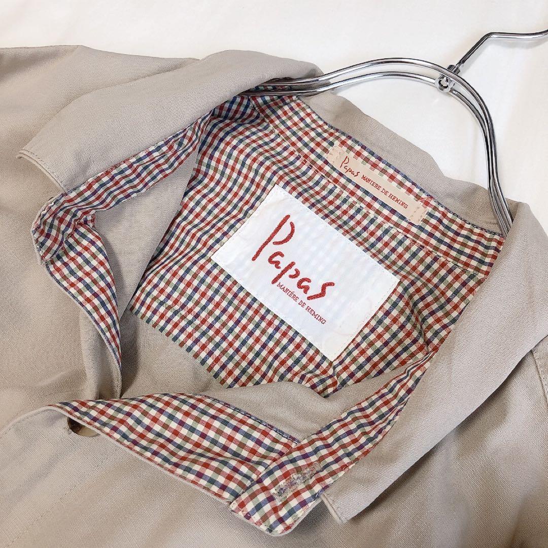 Papas★パパス★アイランド★ジャケット★シャツ★チェック★Lサイズ★ベージュ