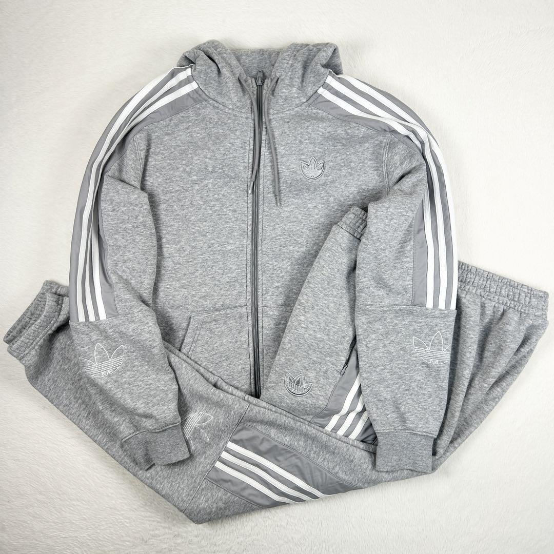 b520【adidas】セットアップ　スウェット　グレー　トレフォイル　送料無料