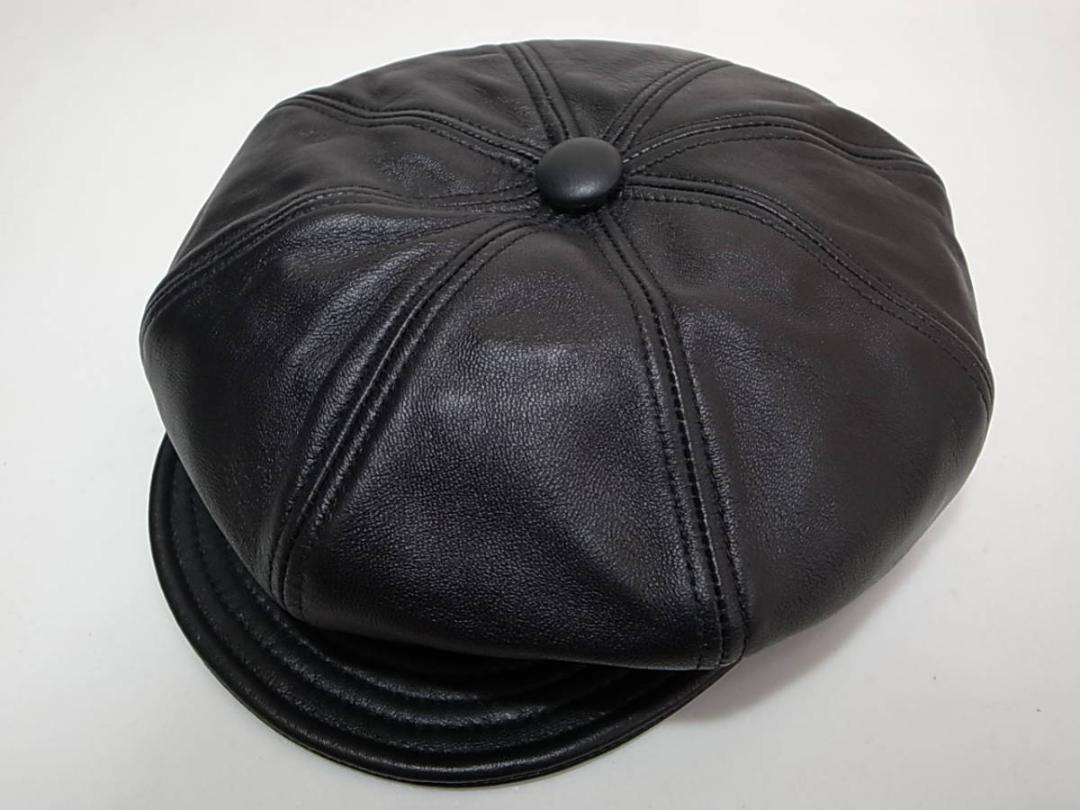 USA製ニューヨークハット新品Lambskin Spitfire本革レザー黒XL
