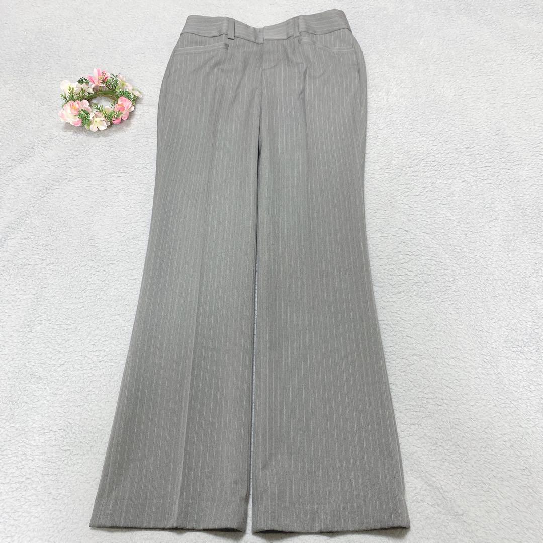極美品【ニジュウサンク】パンツスーツ セットアップ ストライプ グレー ビジネス