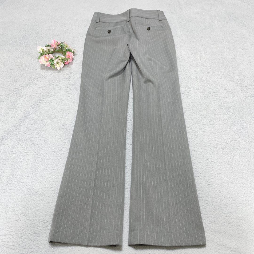 極美品【ニジュウサンク】パンツスーツ セットアップ ストライプ グレー ビジネス