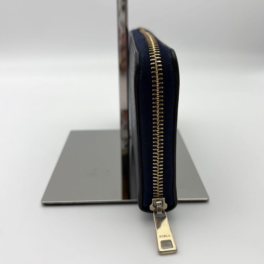 美品】FURLA フルラ 長財布 ネイビー - メルカリ