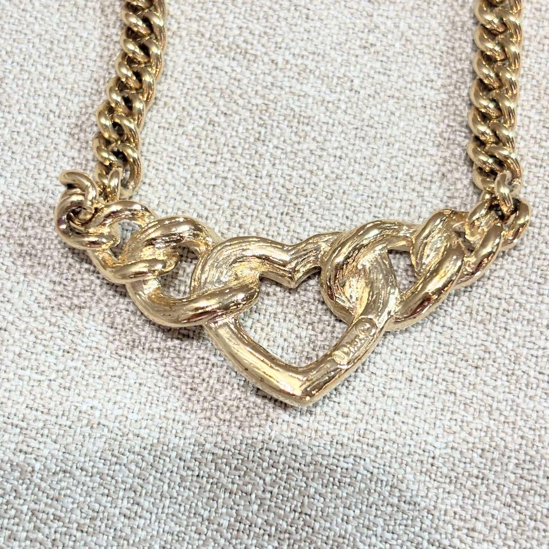 ブランドバッグ通販サイト Christian Dior ラインストーン付き ハート ネックレス ゴールド アクセサリー