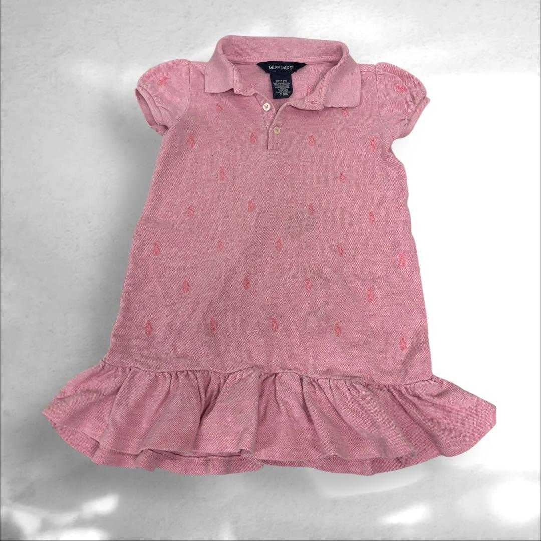 【新品】POLO RALPH LAUREN フリル付きワンピース ラルフローレンRALPH LAUREN キッズポロフリルワンピース ピンク