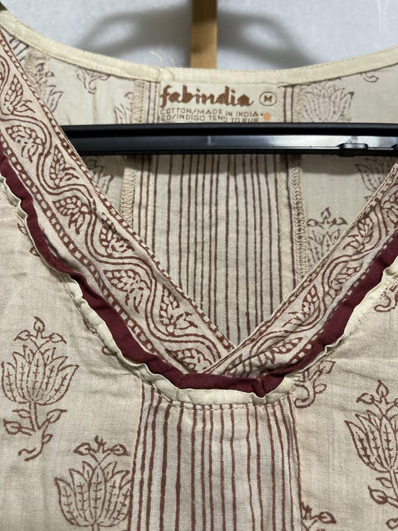 F1 新品タグ付 Fabindia ハンドブロックプリント ロング