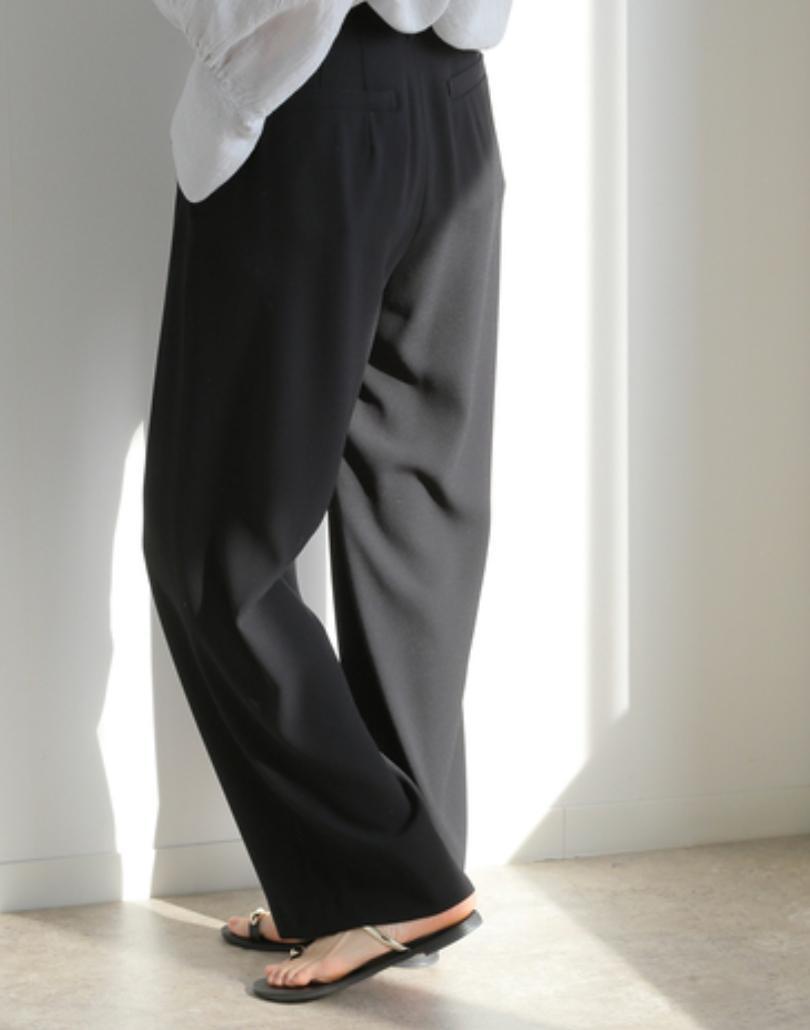 スピックアンドスパン 24SS シルキードレープタック ストレート パンツ M