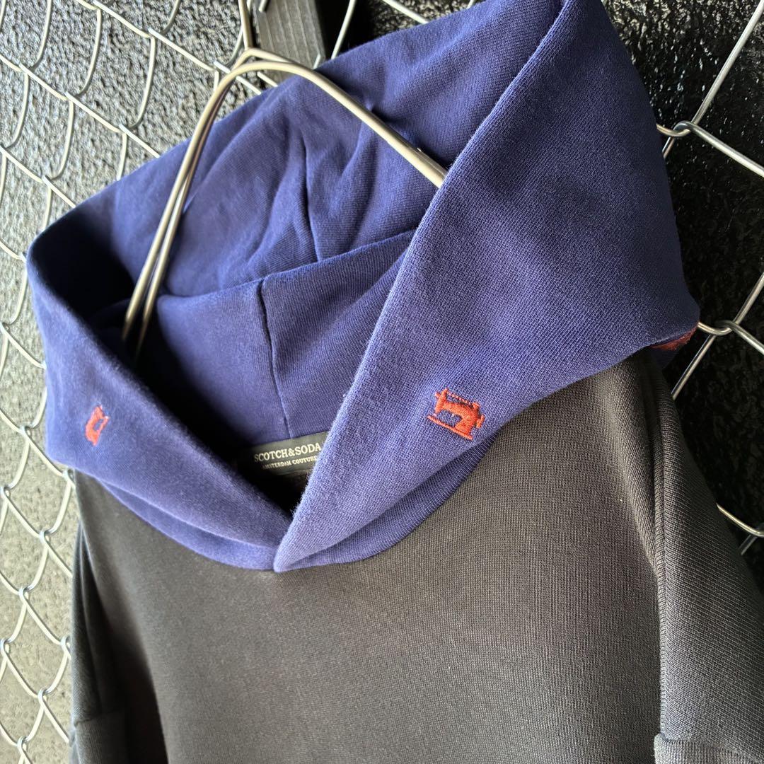 激レア⭐︎Scotch&Soda 切替 センタービッグロゴ刺繍 パーカー 人気L