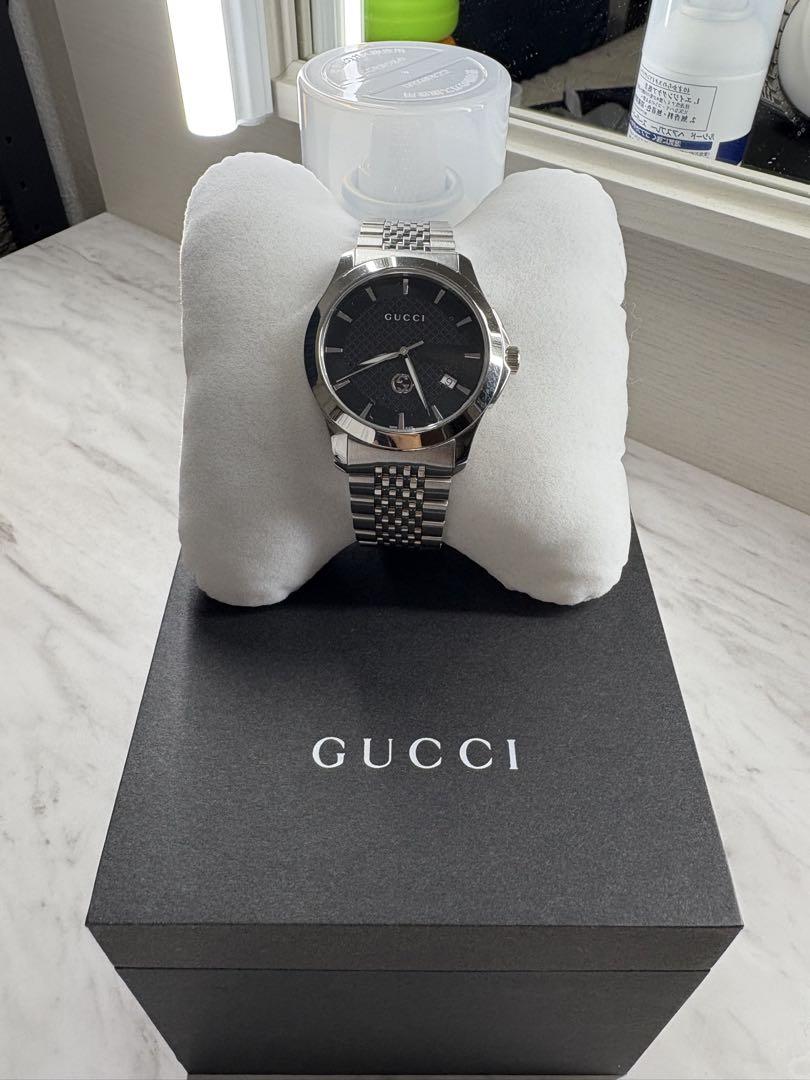 GUCCI ブラック メッシュバンド 腕時計 GUCCI ブラックダイヤル メッシュバンド 時計 - メルカリ