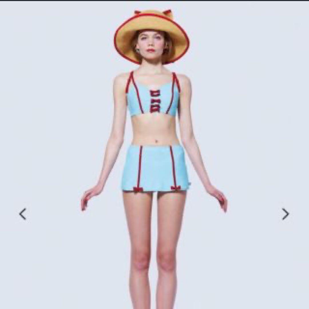パメオポーズ　PAMEO POSE 水色と赤のリボン付き水着セット