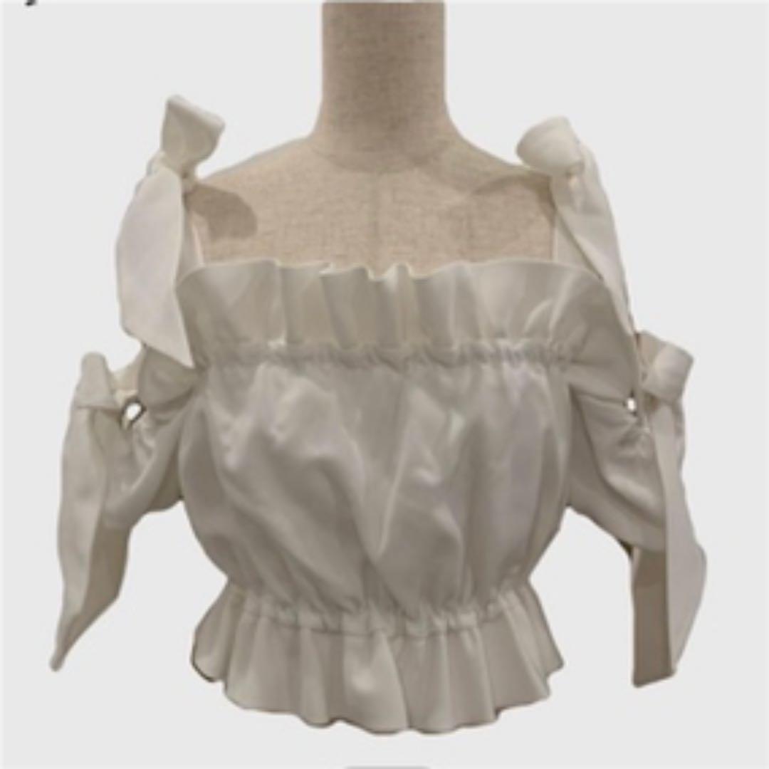 fiction tokyo ショルダーダブルリボントップス ホワイト | www