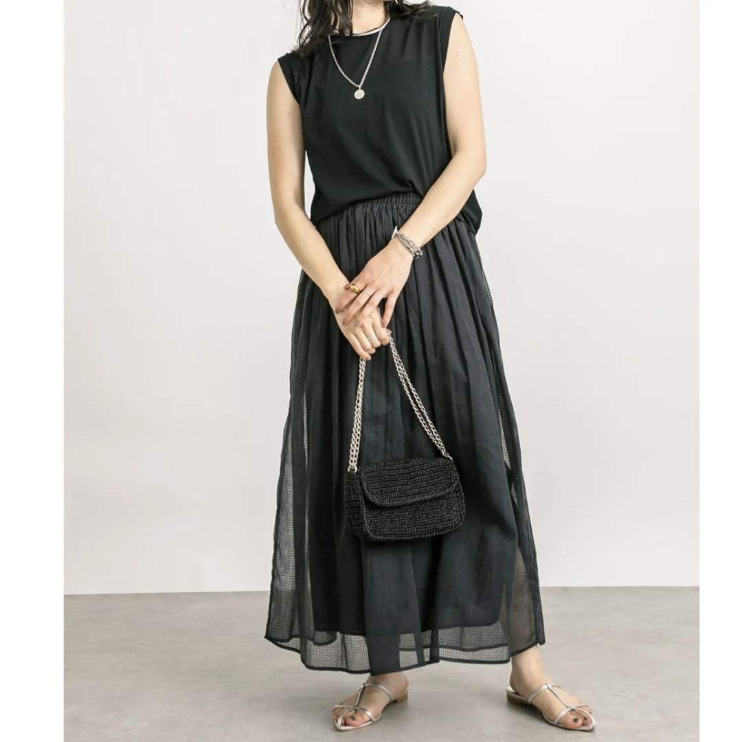 タグ付新品◉リヴドロワ◉シアーチェックボリュームスカート