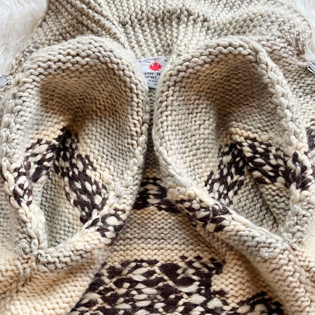美品☆カナディアンセーターカンパニー カウチンニット L ジップアップ 手編み 美品☆カナディアンセーターカンパニー カウチン L相当 ジップ