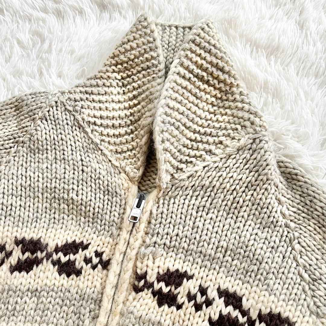 美品☆カナディアンセーターカンパニー カウチンニット L ジップアップ 手編み 美品☆カナディアンセーターカンパニー カウチン L相当 ジップ