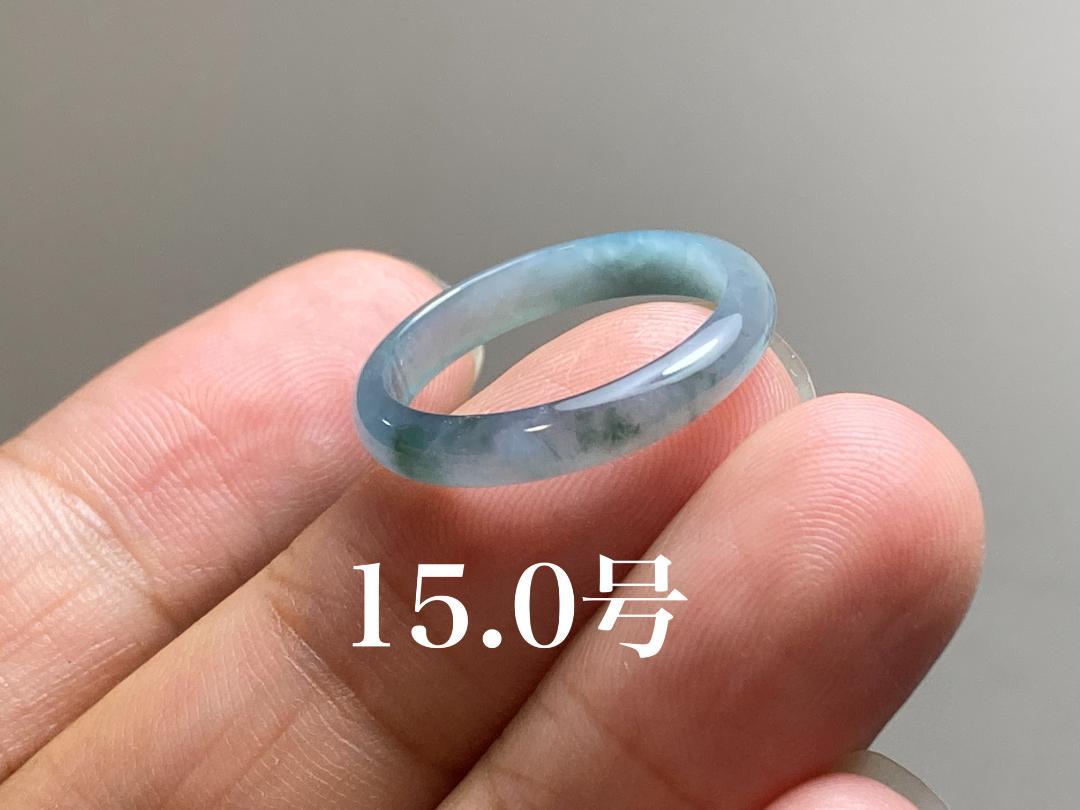 ☘本翡翠　グアテマラ翡翠　❄️氷種❄️ リング　新品　0094 L12-154 氷種 花青 15.0号 グアテマラ産A貨本翡翠 くりぬき