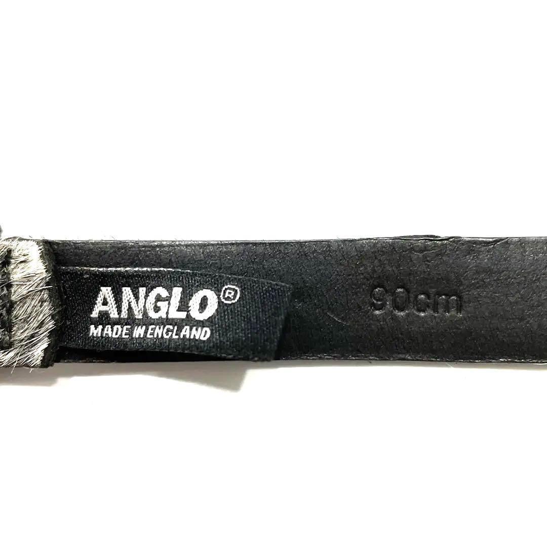 新品 ANGLO アングロ レザー ベルト ゼブラ(ハラコブラック) 90