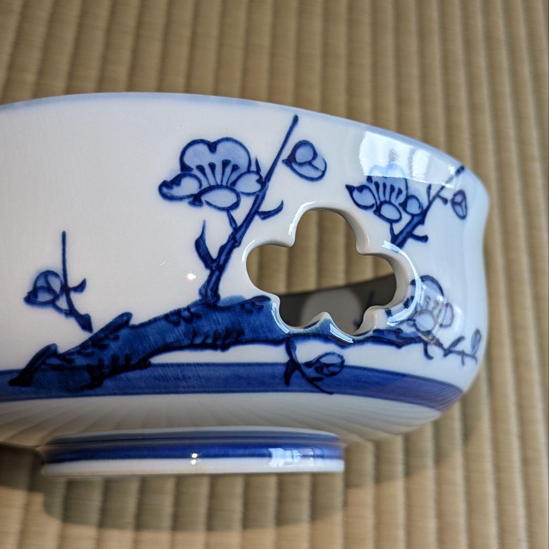 有田焼菓器陶器梅飾り穴菓子入アンティーク骨董