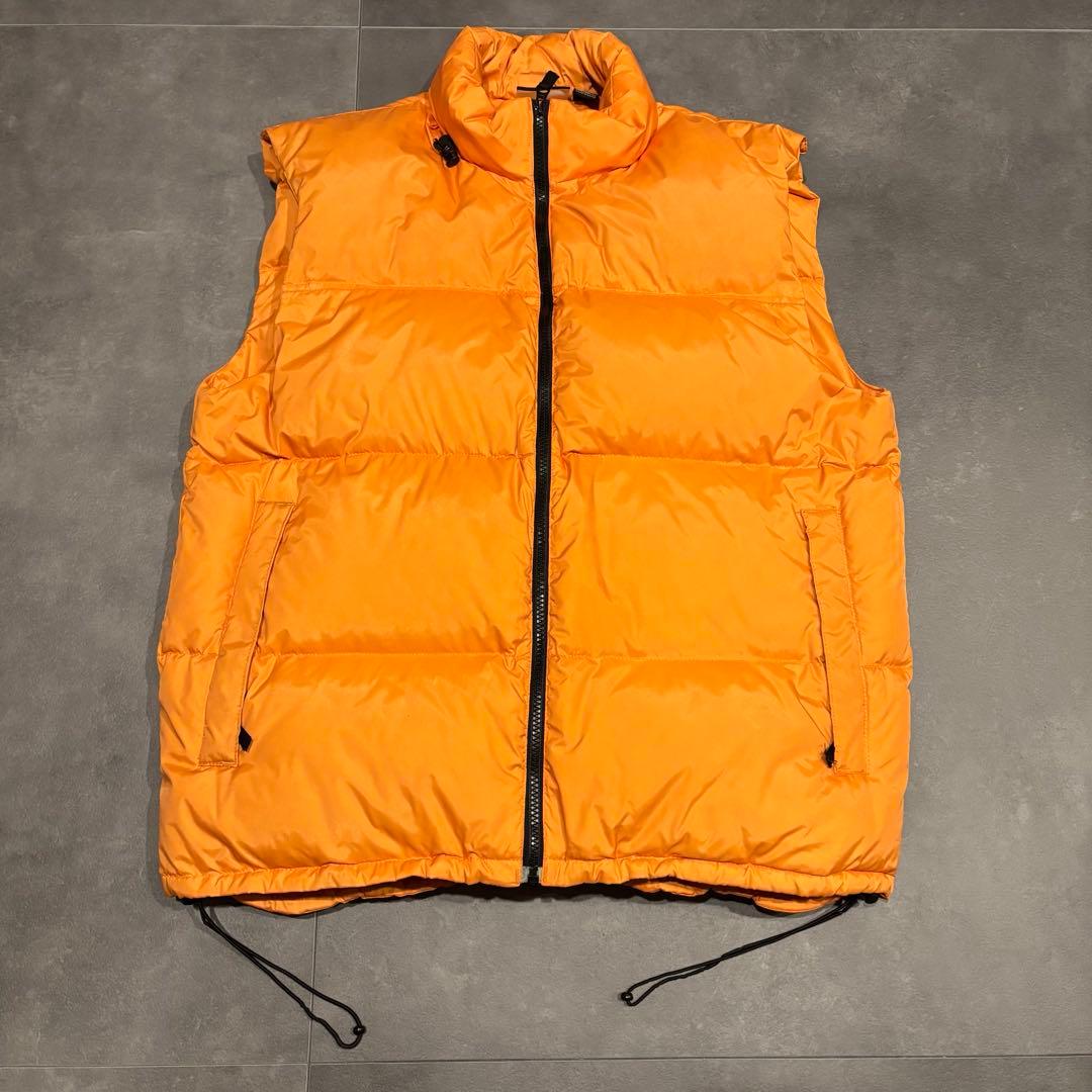 usedナイロンダウンベスト オレンジ　フルジップ