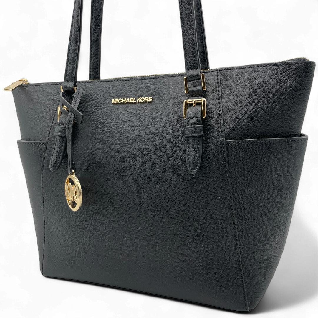 美品 MICHAEL KORS トートバッグ レザー ブラック ロゴチャーム