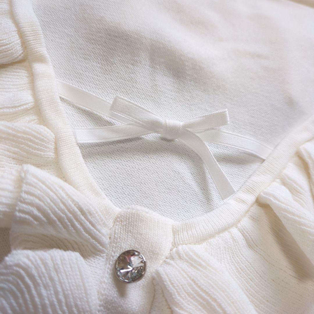 【未使用】エムミーエメ／M me eme ニット フリル リボン ビジューボタン