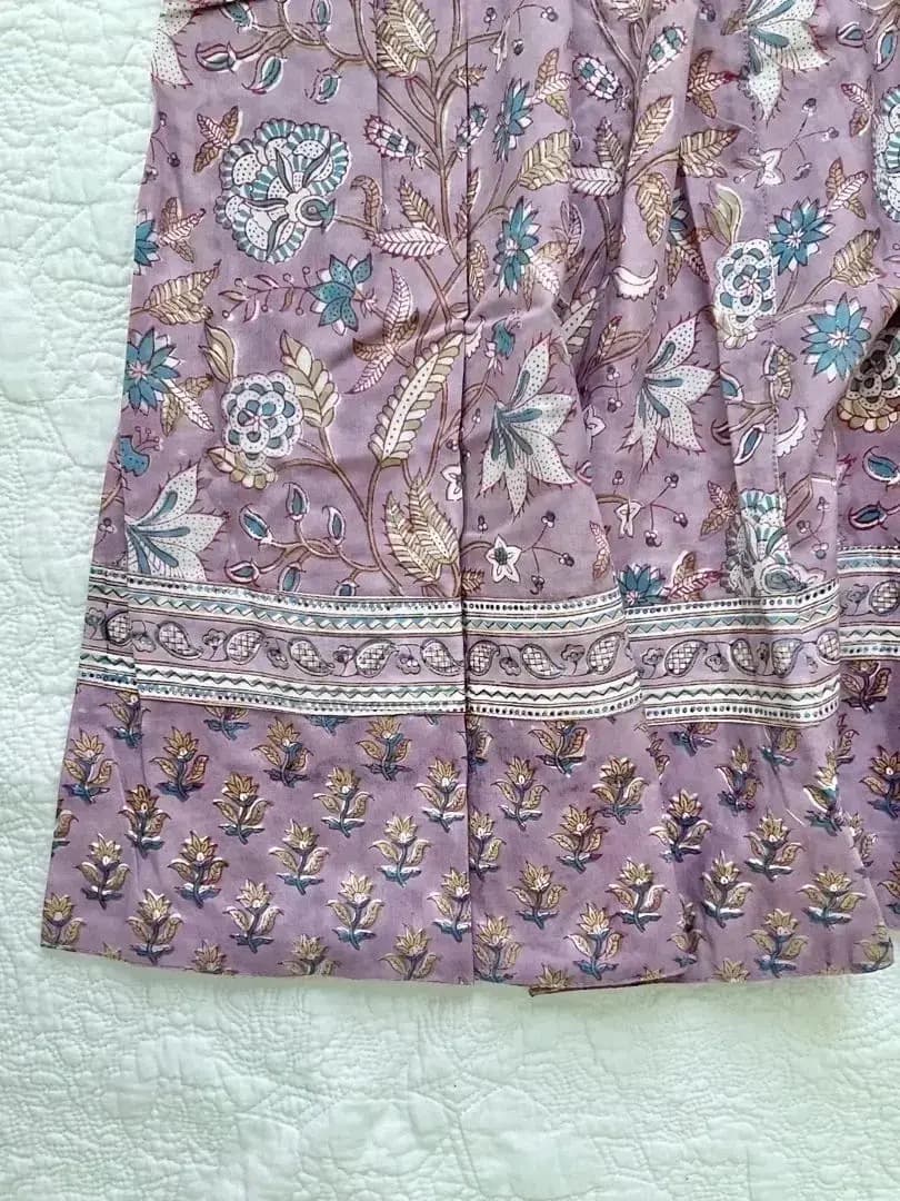 F1 新品タグ付 Fabindia ハンドブロックプリント ロングワンピース