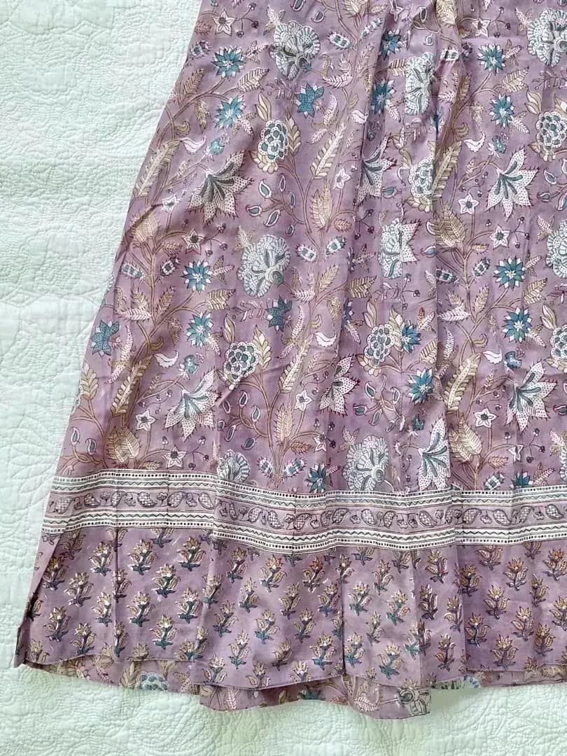 F1 新品タグ付 Fabindia ハンドブロックプリント ロングワンピース