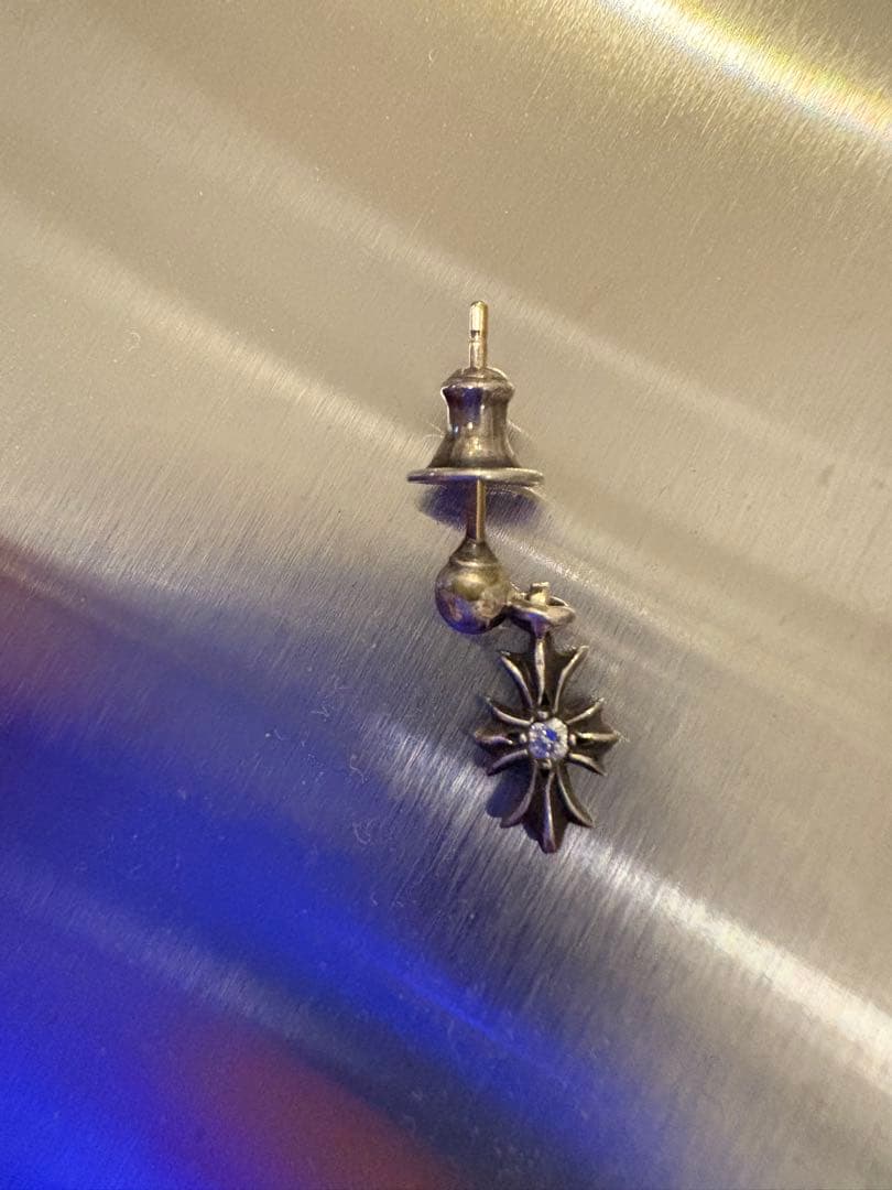 純正両面ダイヤ　タイニーE CHプラス ドロップ ダイヤピアス クロムハーツタイニーECHプラスドロップイヤリングwith