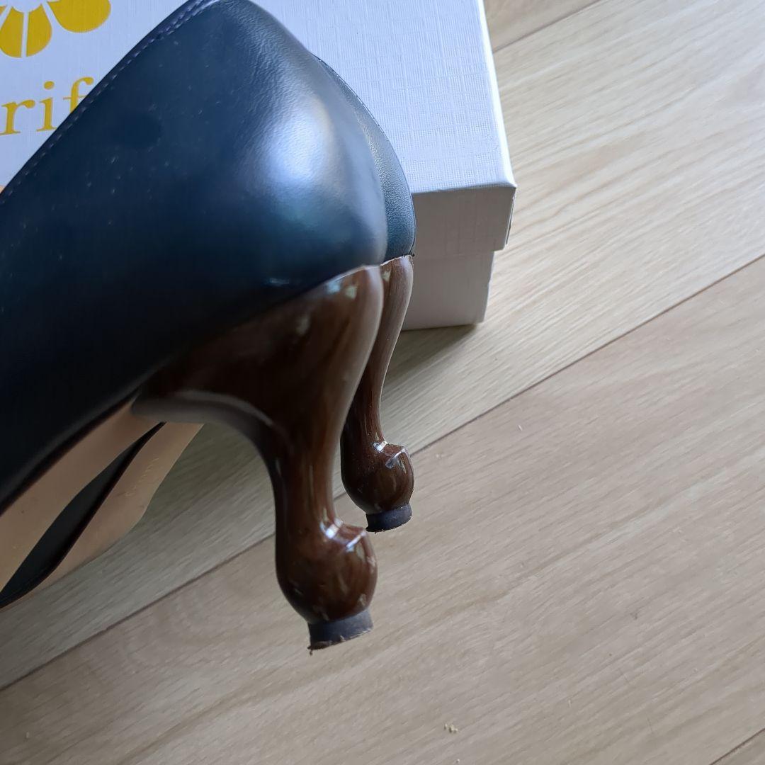 ちょけちょけ　Furifu ネイビー パンプス　23.5cm　猫足