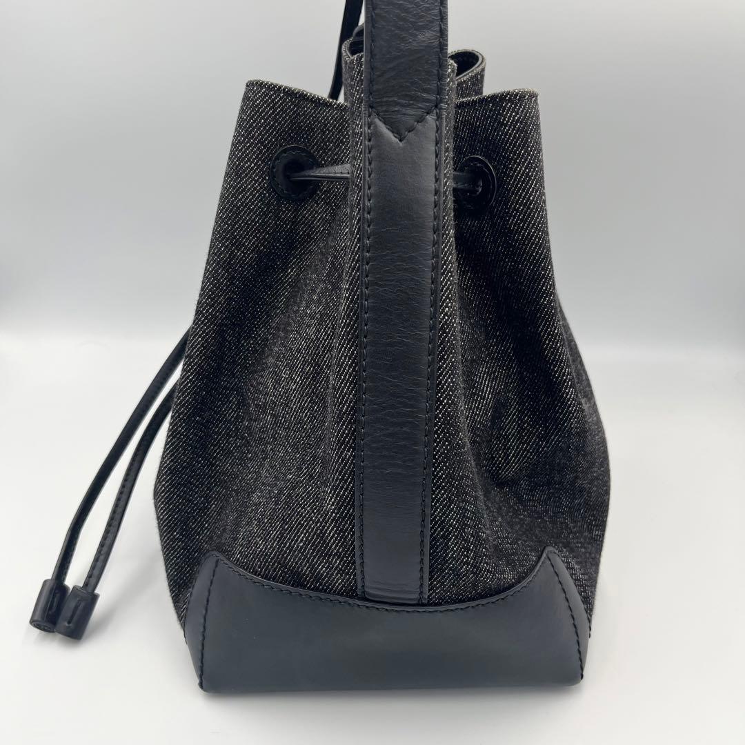 【美品/希少カラー】バレンシアガ　巾着ショルダーバッグ　黒デニム　付属品完備