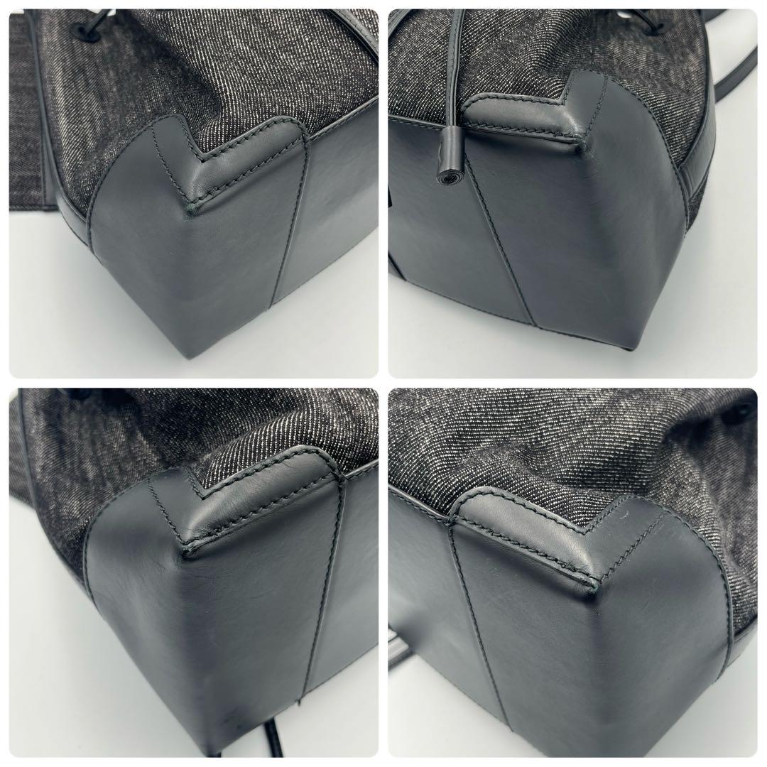 【美品/希少カラー】バレンシアガ　巾着ショルダーバッグ　黒デニム　付属品完備 美品/希少カラー】バレンシアガ 巾着ショルダーバッグ 黒デニム