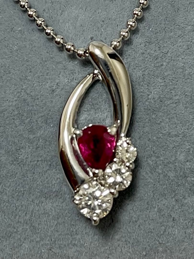 Ptルビー ダイヤモンドネックレス プラチナ ダイヤ Pt ナチュラルルビー ダイヤモンドネックレス 0.63ct 【チェーン別売り
