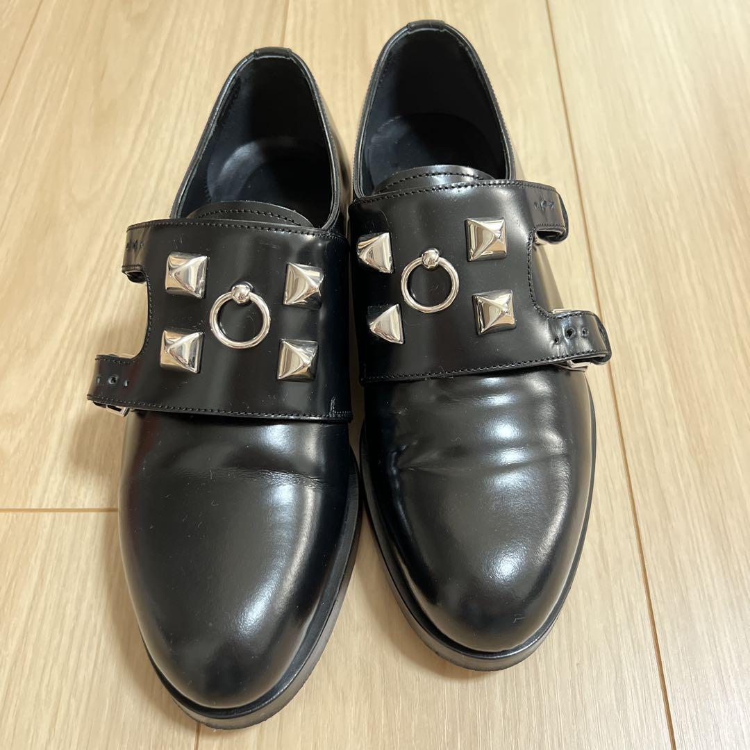 HERMES ブラックレザー ローファー HERMES エルメス モカシン ジョヴァンニ ブラック レザー
